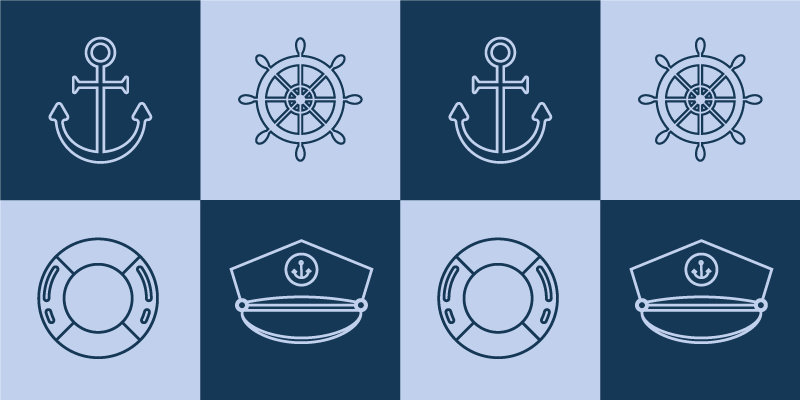 乙烯基地毯与海洋主题图标相结合 - TenStickers