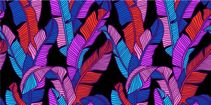 乙烯基地毯特性展现多彩热带叶子 - TenStickers