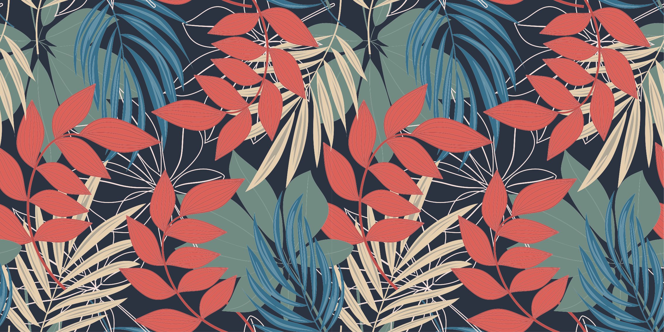 乙烯基花草地毯生动叶子图案 - TenStickers