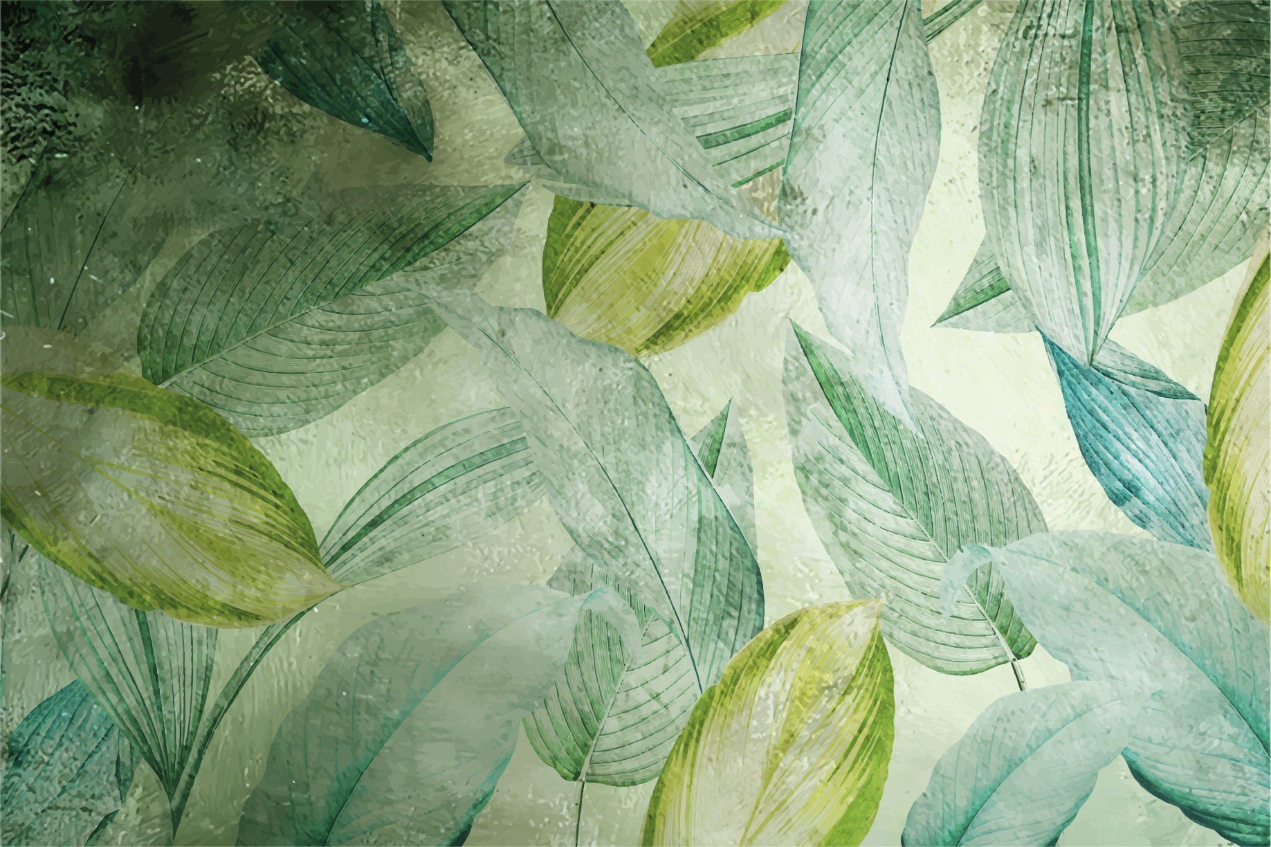 绿叶热带混合图案花卉地毯 - TenStickers