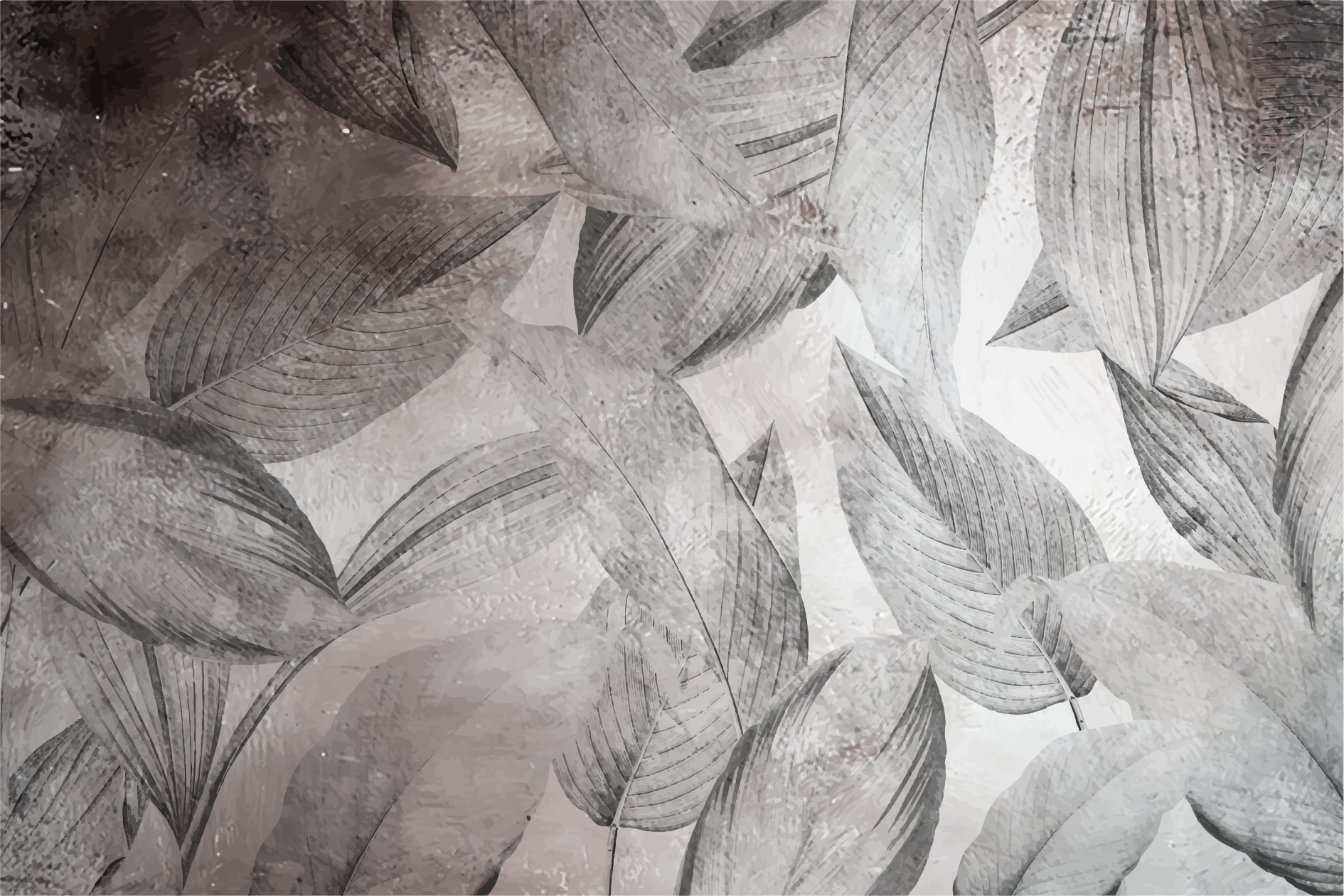 乙烯基花草地毯叶子单色图案 - TenStickers