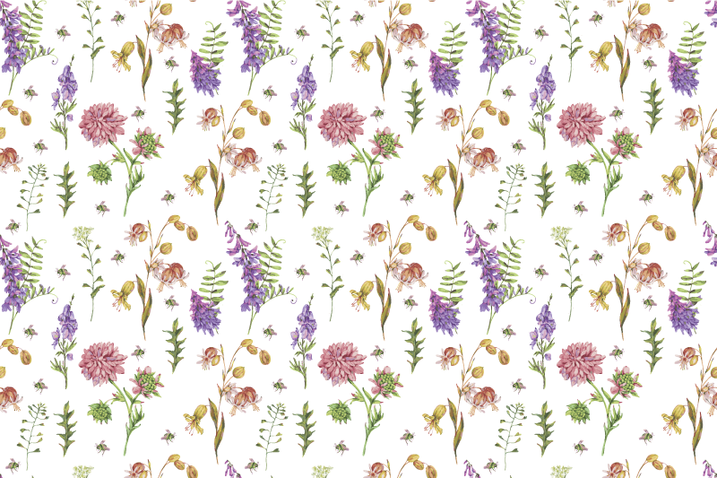 乙烯基花草地毯 鲜艳的花朵组合 - TenStickers