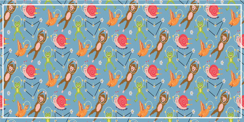 乙烯基地毯与色彩斑斓的太空生物 - TenStickers