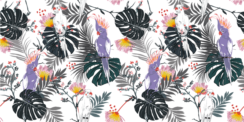 乙烯基地毯客厅热带叶子排列 - TenStickers