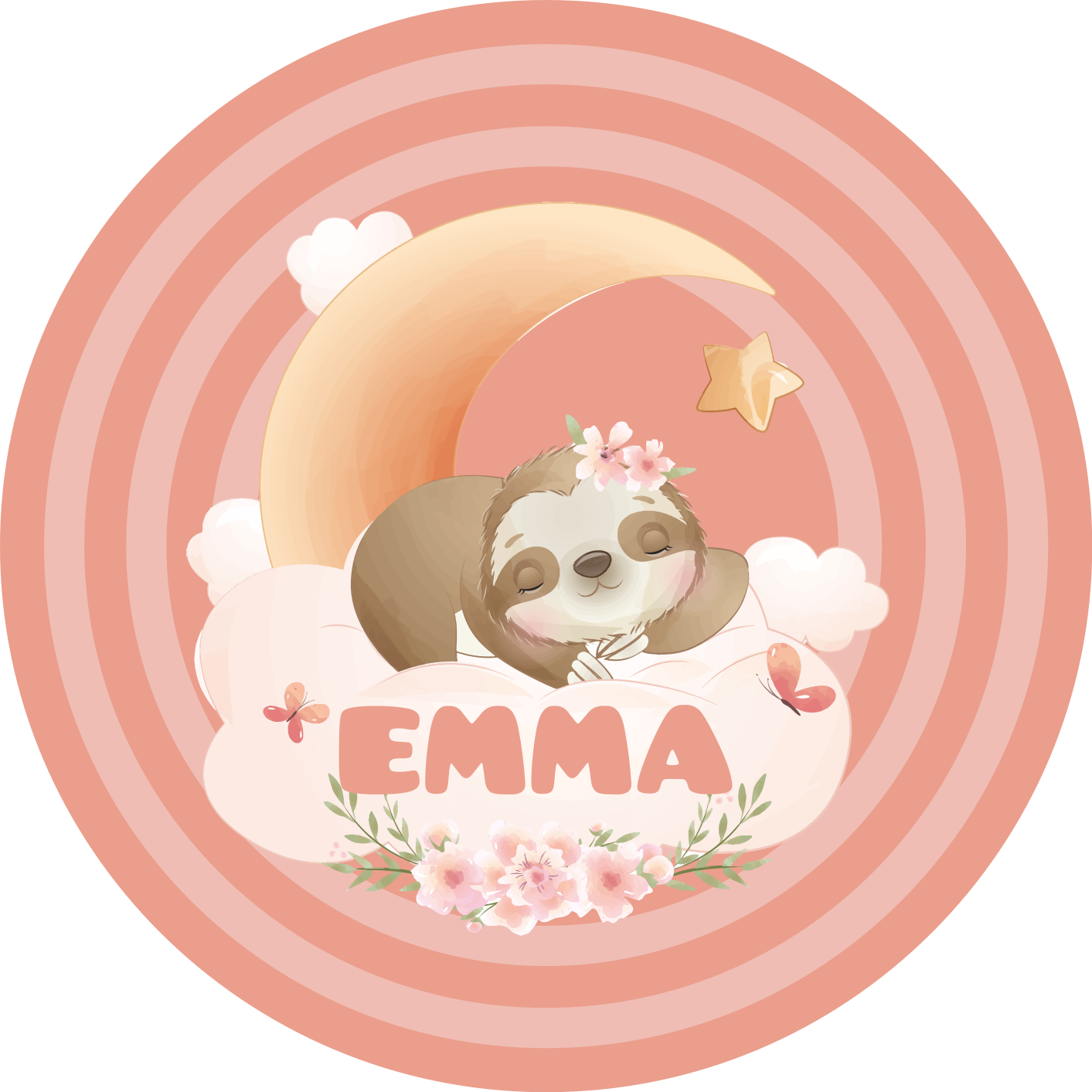 乙烯基地毯名称可爱树懒设计 - TenStickers