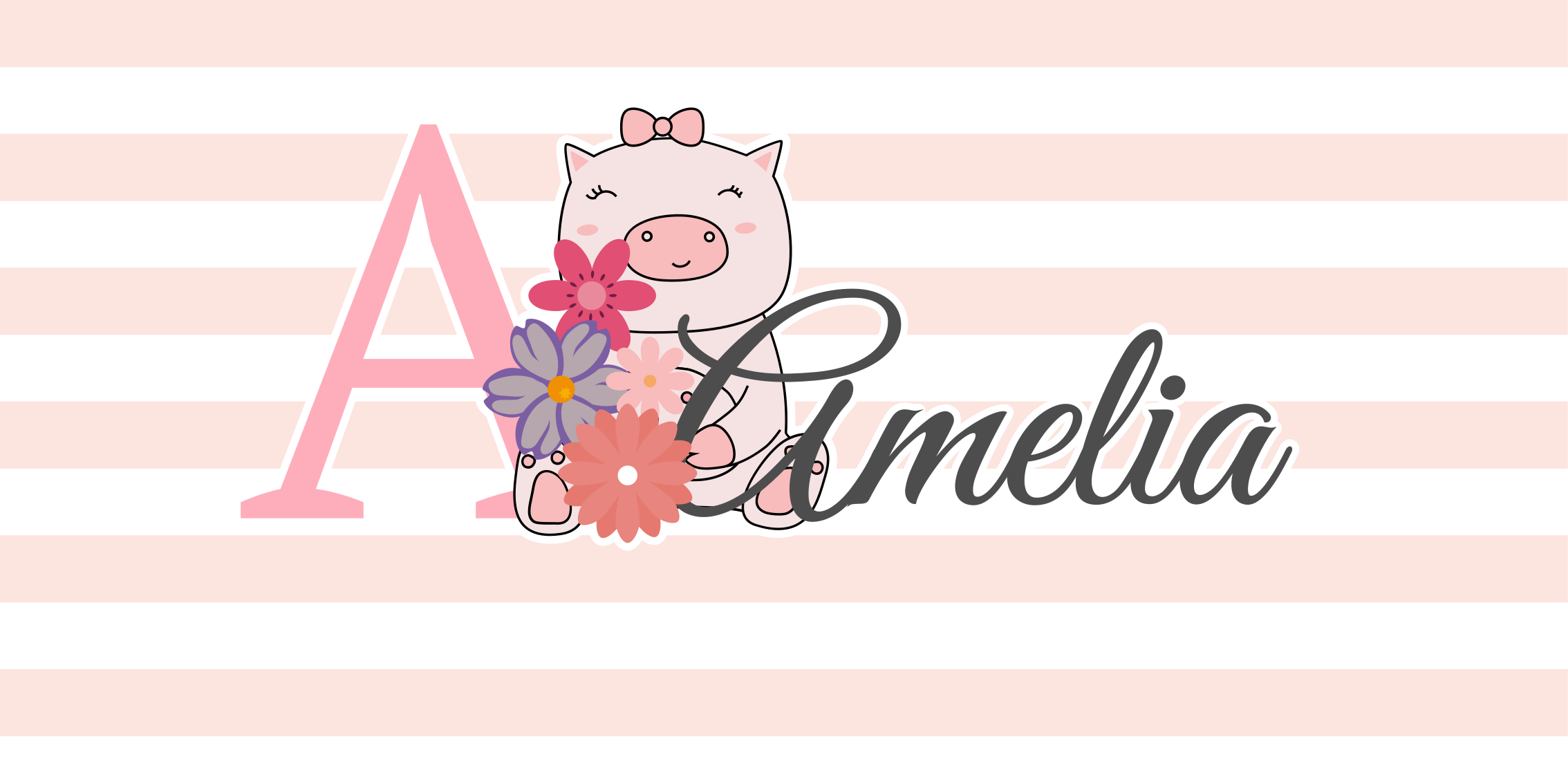 可爱的动物小猪与名字婴儿游戏垫 - TenStickers