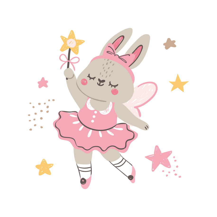 乙烯基地毯 儿童 跳舞兔子与魔杖 - TenStickers