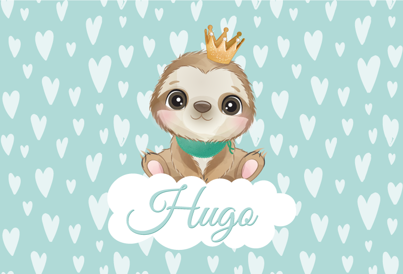 男孩的可爱树懒名字圆形地毯 - TenStickers