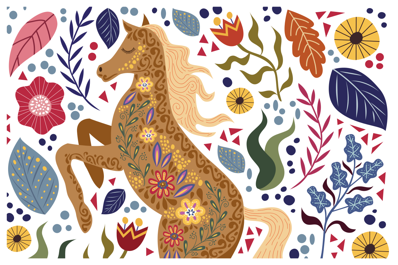 乙烯基地毯动物展现壮丽马艺术 - TenStickers