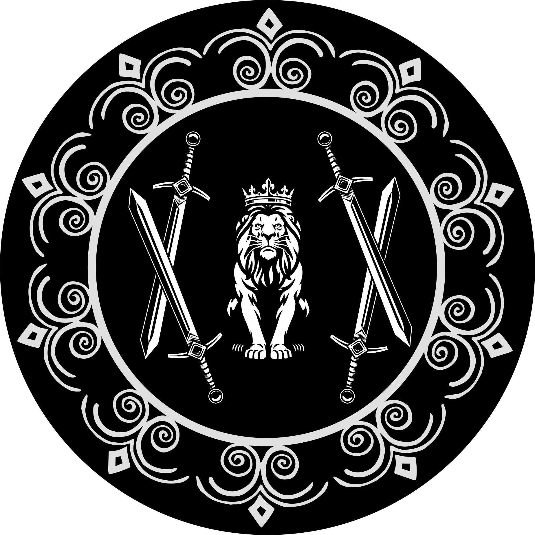 圆形乙烯基地毯 威武雄壮的狮子徽章 - TenStickers