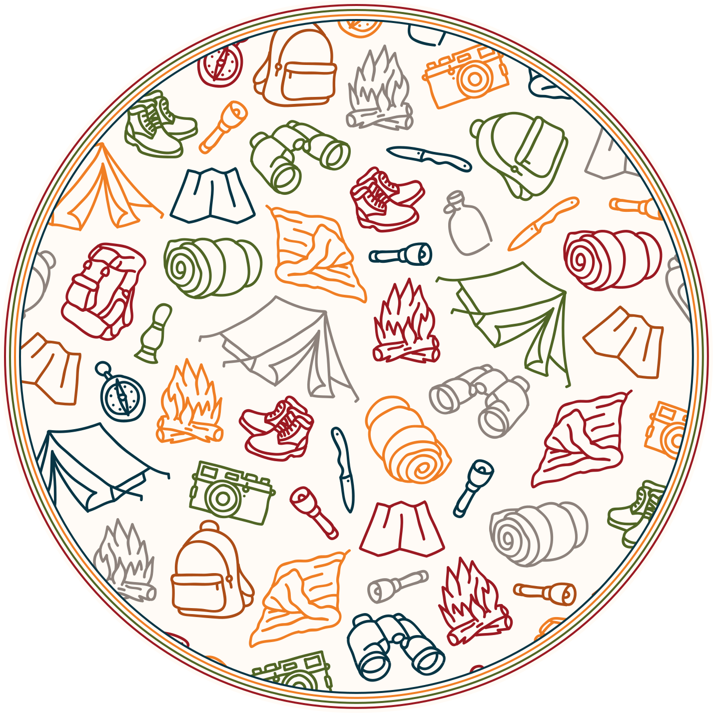 乙烯基地毯探险装备图标 - TenStickers