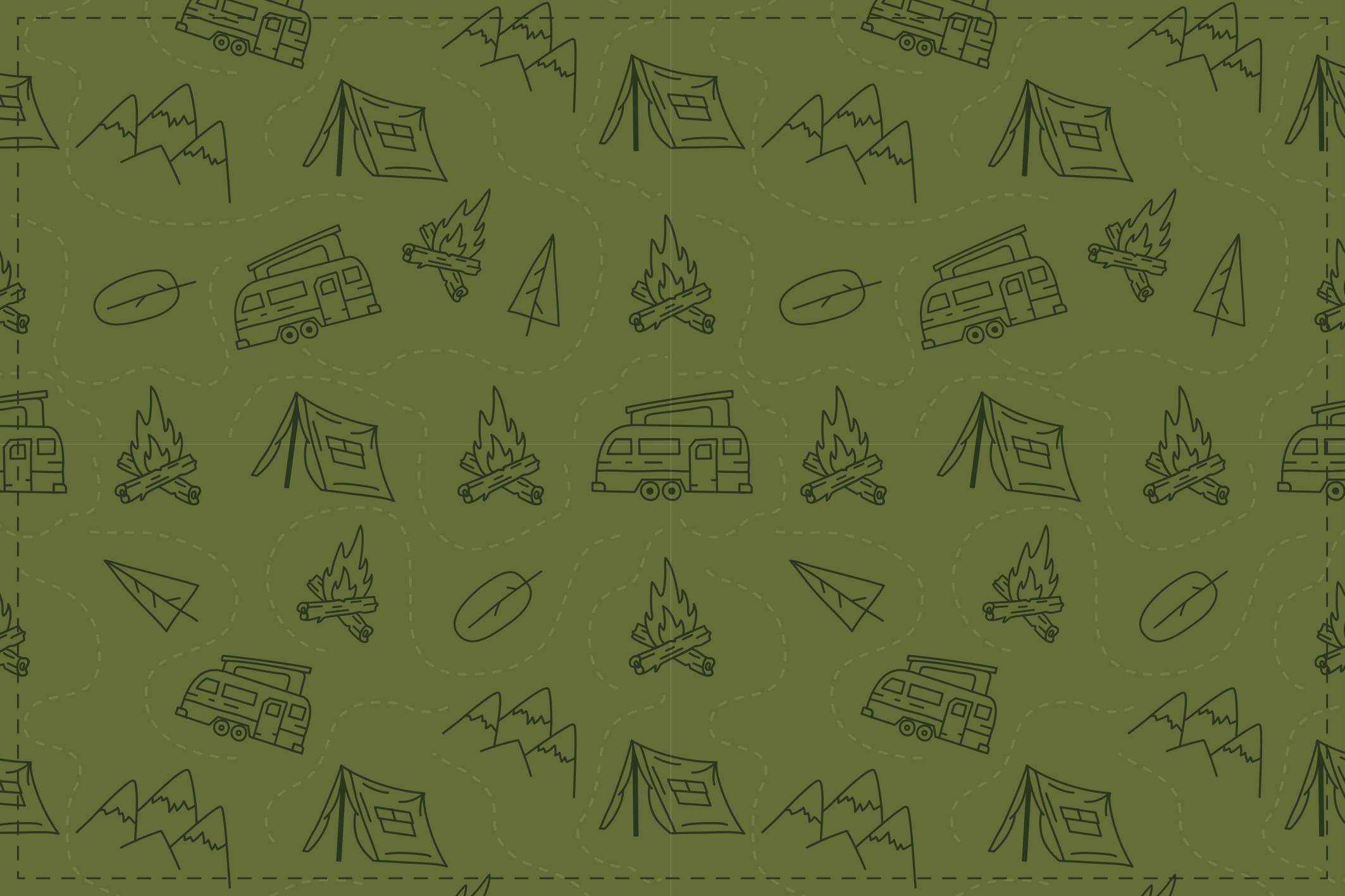 在绿色卧室地毯上露营山的东西 - TenStickers