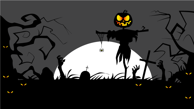 乙烯基地毯万圣节阴森的墓地场景 - TenStickers