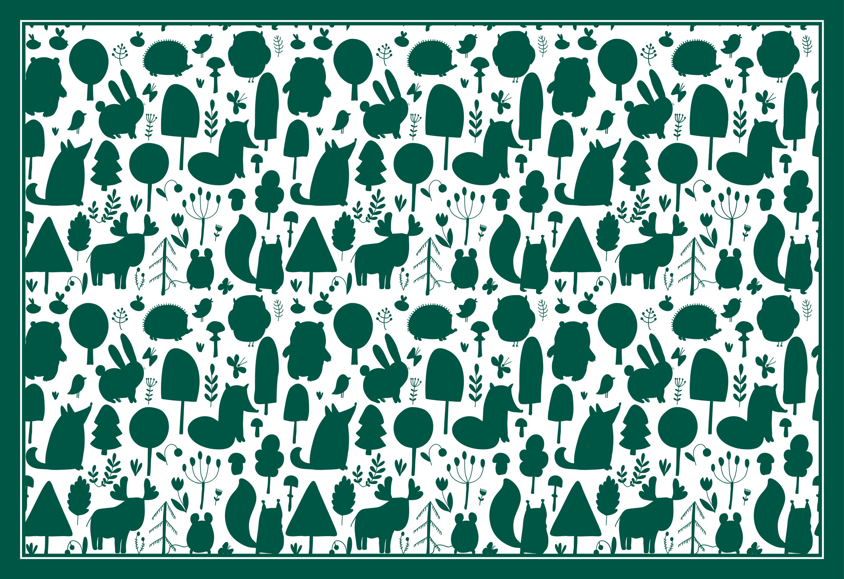 森林野生动物侧影客厅地毯 - TenStickers