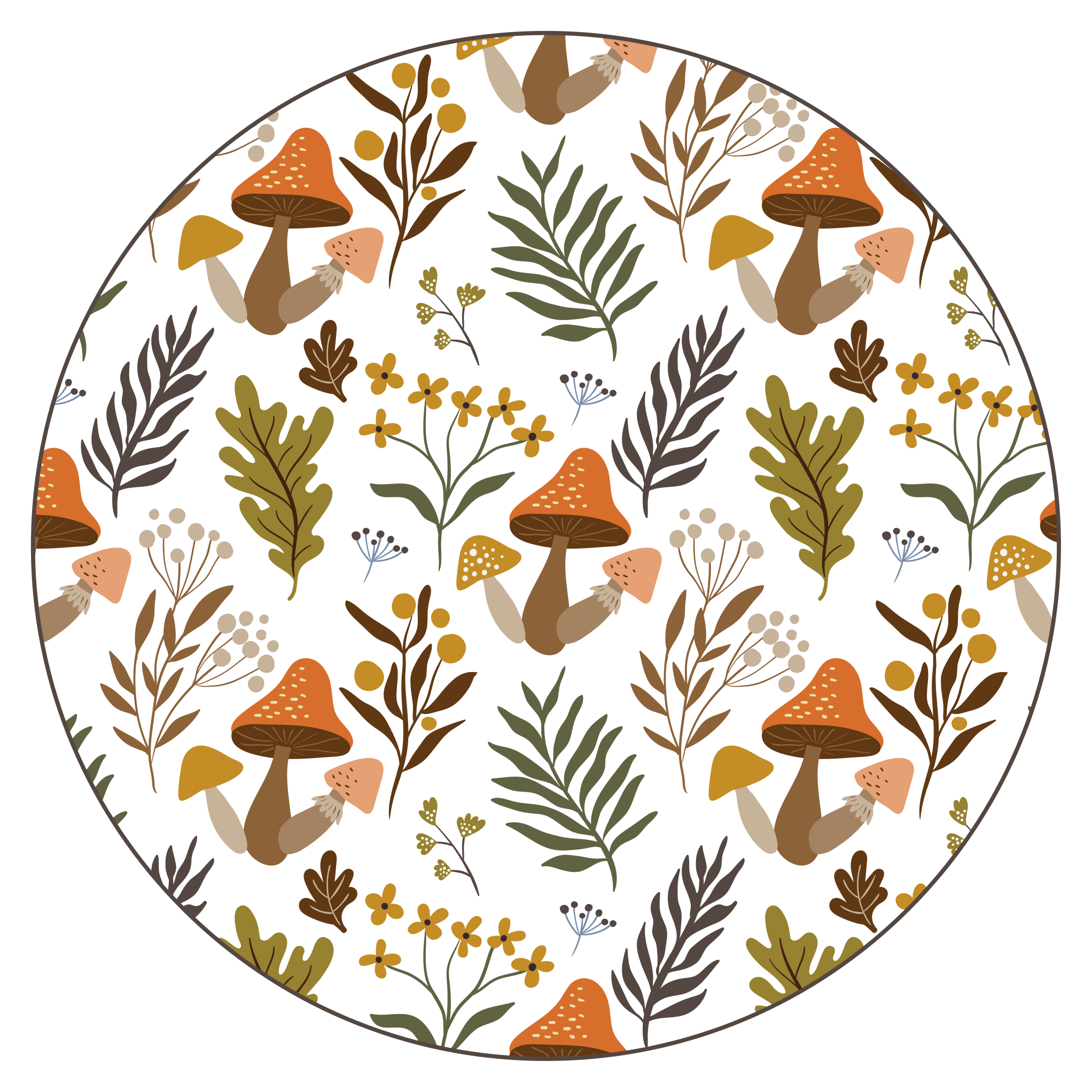 乙烯基花草地毯带来愉悦蘑菇图案 - TenStickers