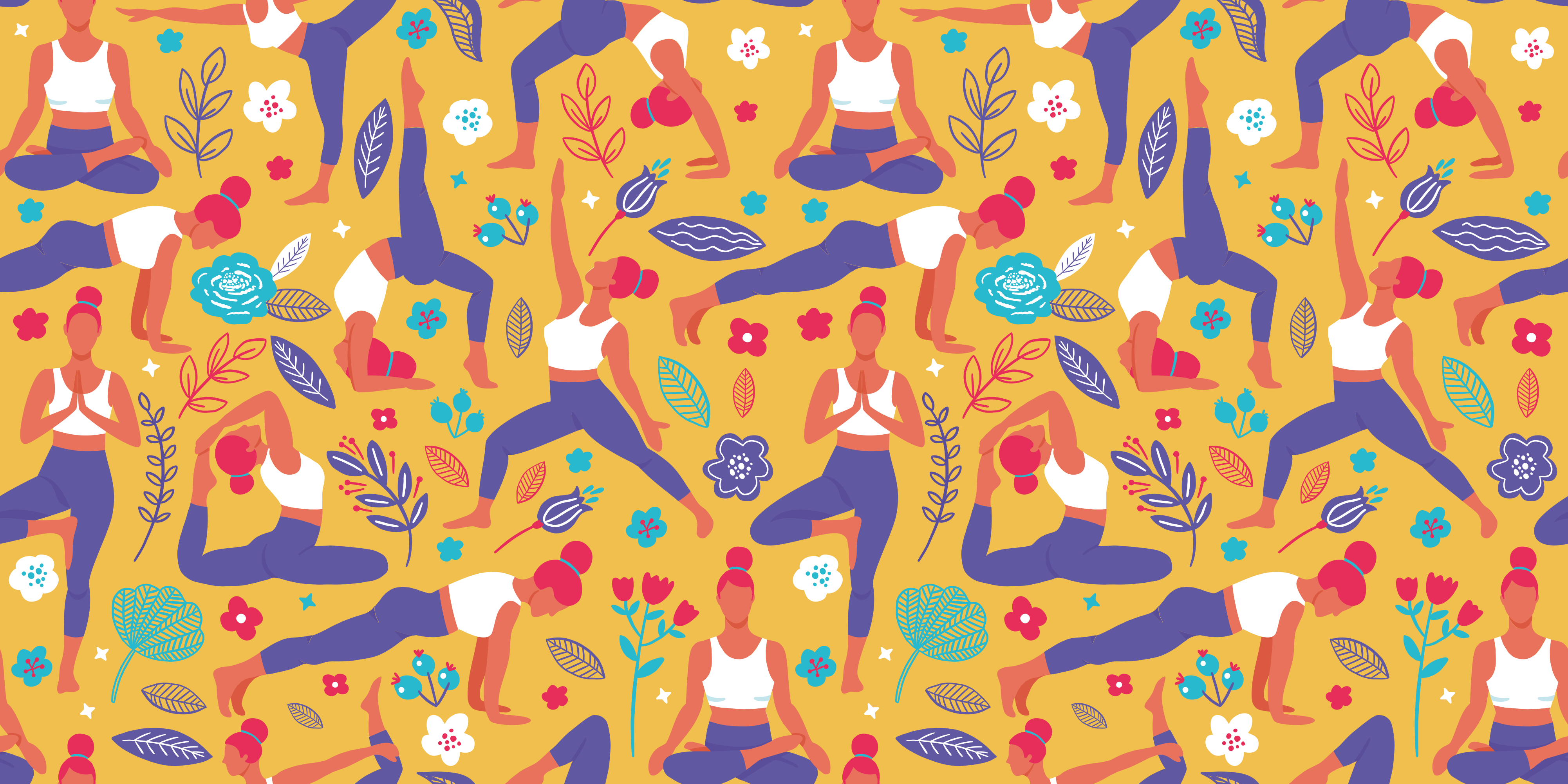 手绘瑜伽涂鸦客厅地毯 - TenStickers