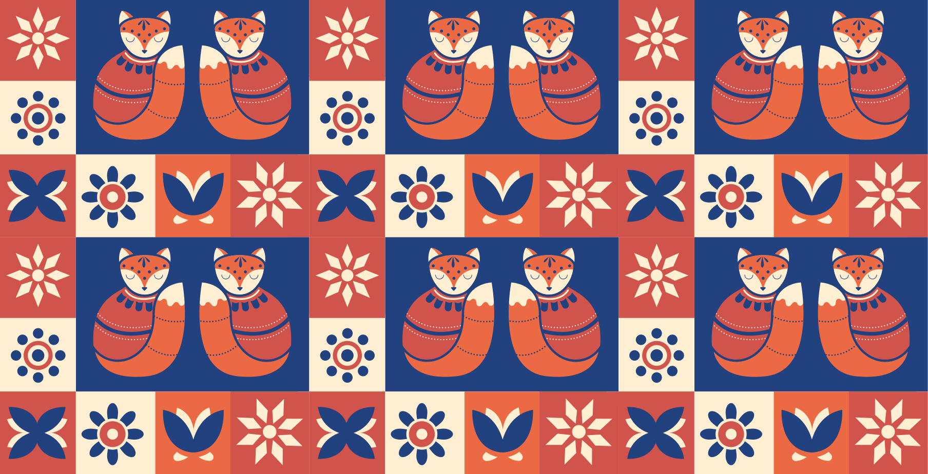 乙烯基地毯适合多彩狐狸图案 - TenStickers