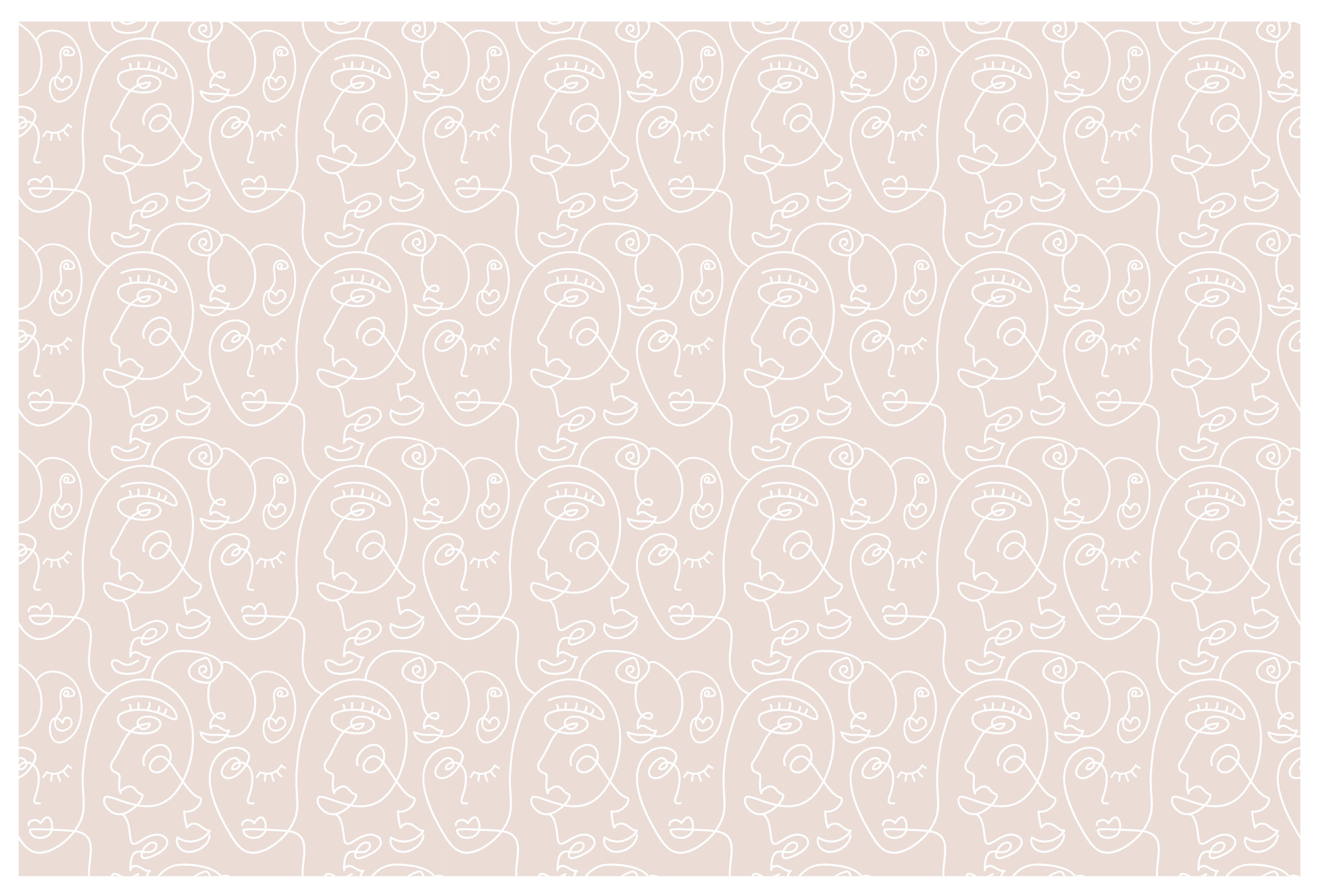 乙烯基地毯简约线条面孔设计 - TenStickers