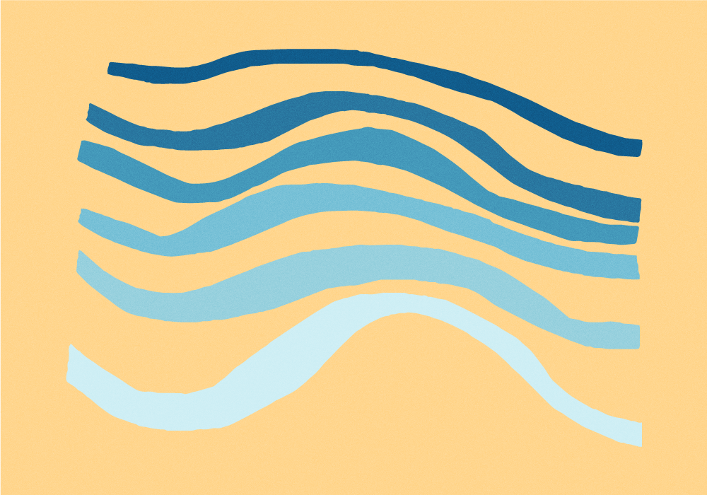 极简主义 弯曲的波浪图案 - TenStickers