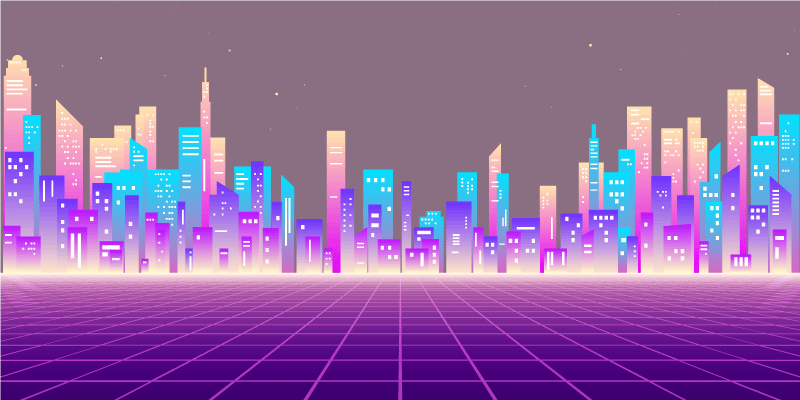 乙烯基地毯 霓虹城市景观地平线 - TenStickers