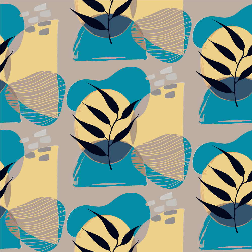 乙烯基花草地毯 抽象植物图案 - TenStickers