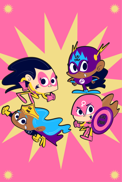 乙烯基地毯 儿童 丰富多彩的超级英雄人物 - TenStickers