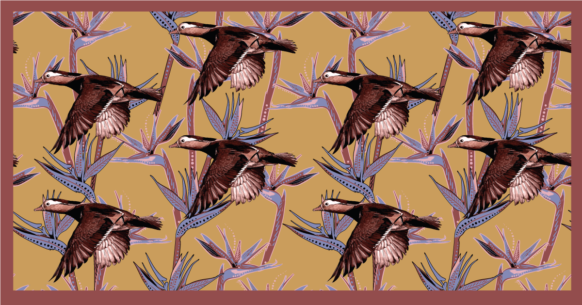 乙烯基地毯动物 飞鸭图案 - TenStickers