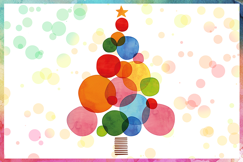 乙烯基地毯圣诞 水彩云杉 - TenStickers