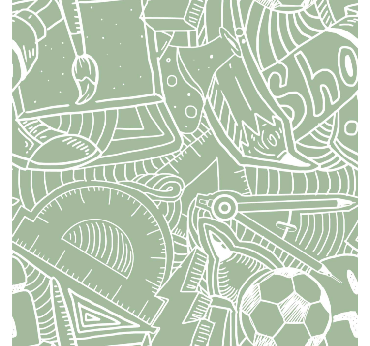 少女卧室墙纸绿色学校粉笔图案 - TenStickers