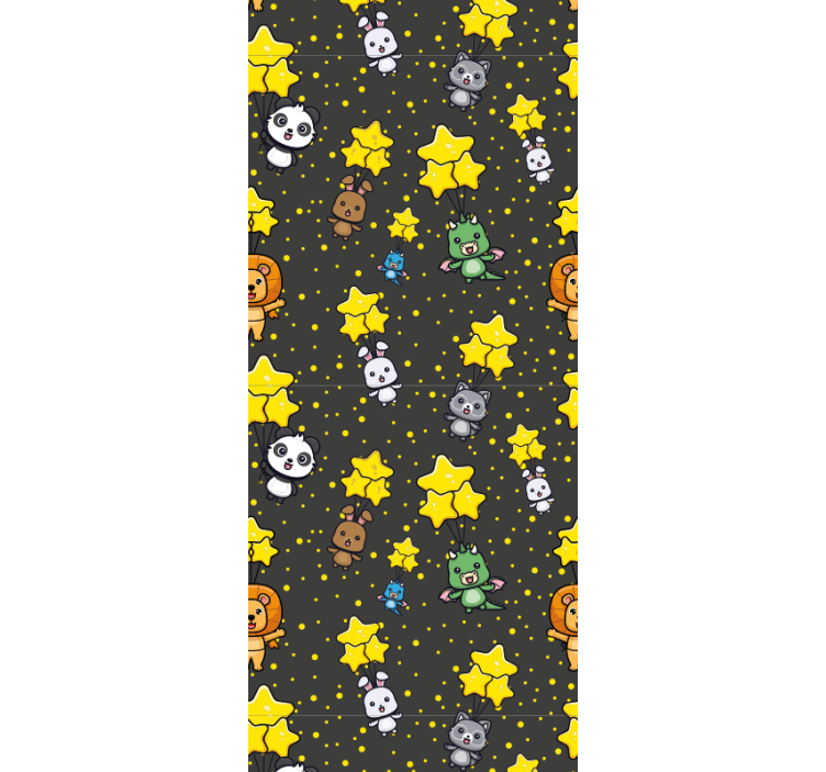 幼儿园墙纸可爱动物与星星 - TenStickers