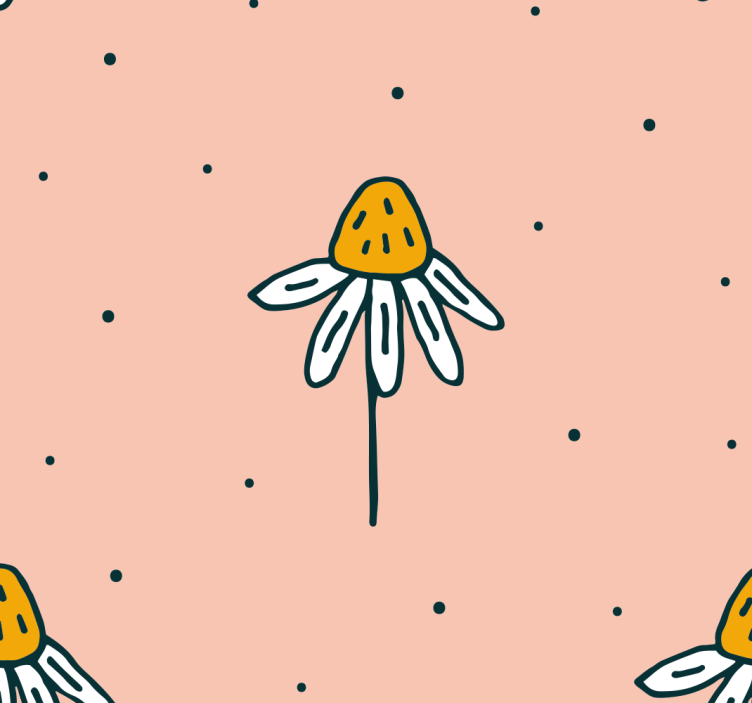 幼儿园墙纸，粉色背景上的雏菊图案 - TenStickers
