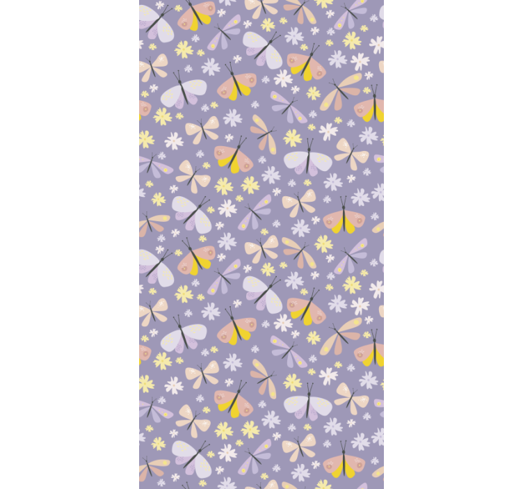 墙纸 蝴蝶壁纸 紫色优雅花朵 - TenStickers