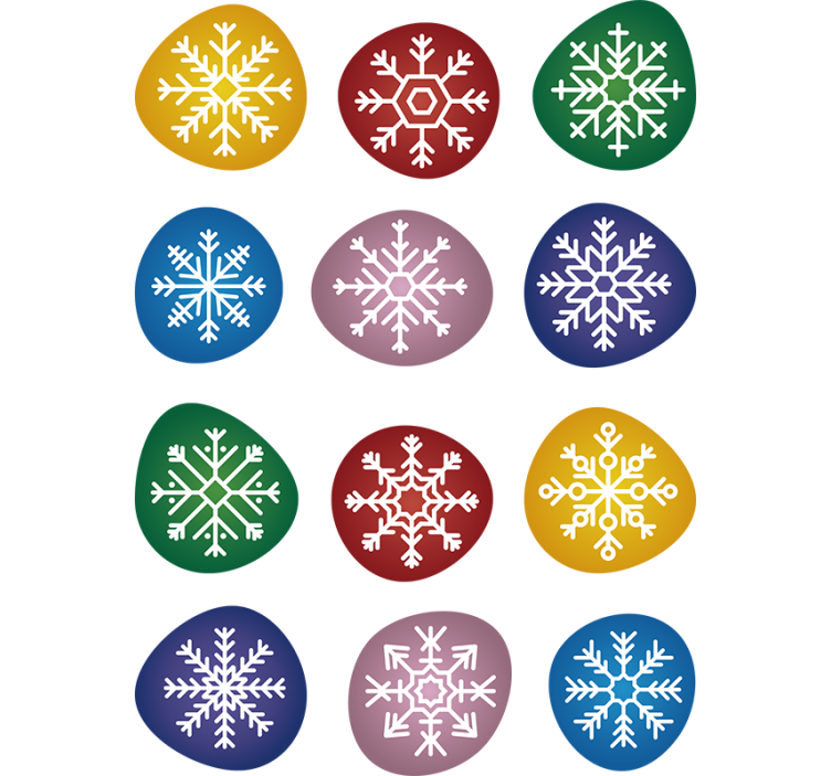 墙纸 圣诞 彩色雪花 - TenStickers