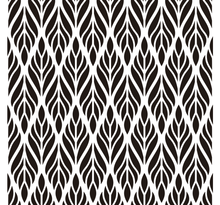 客厅墙纸优雅黑色叶子 - TenStickers