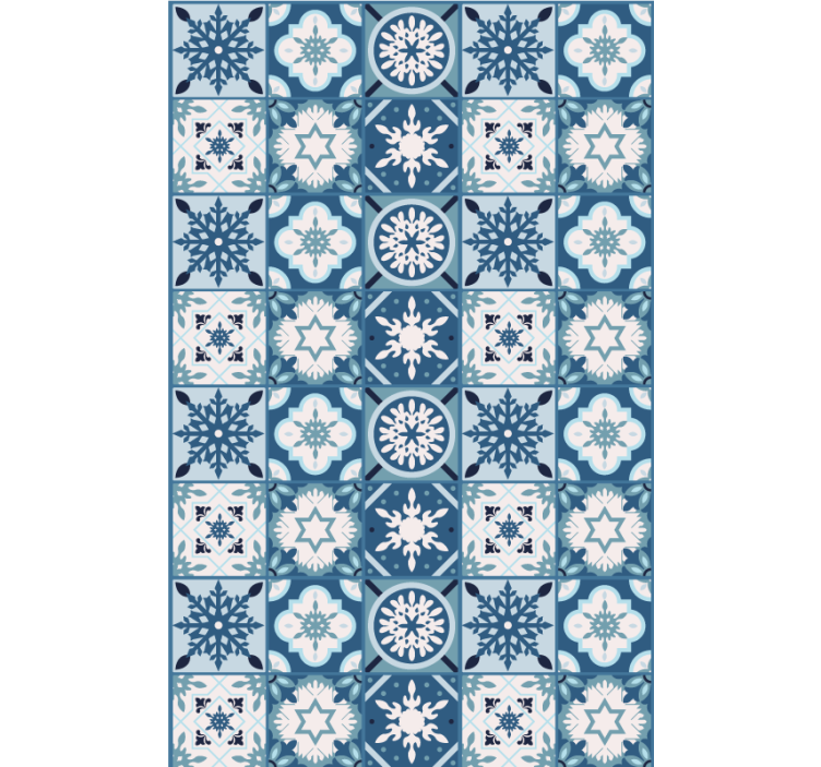 墙纸 圣诞 蓝色雪花瓷砖 - TenStickers