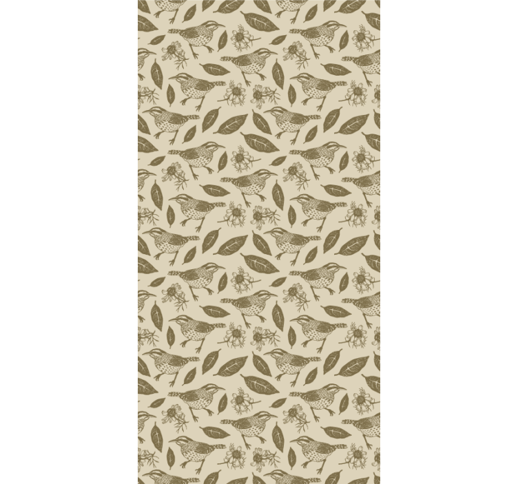 儿童墙纸展现自然中的鸟与植物 - TenStickers