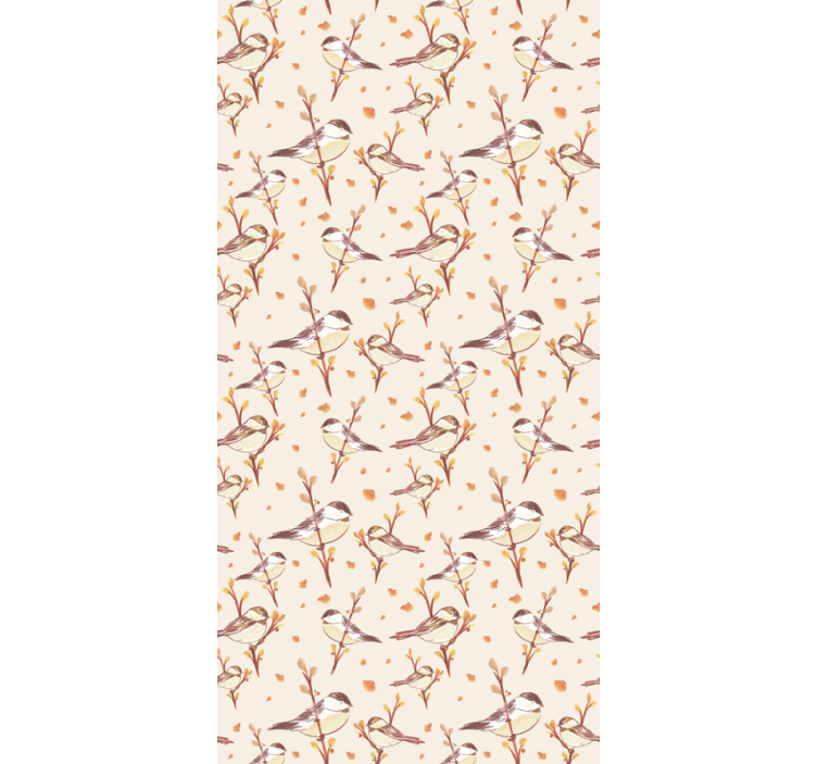 儿童墙纸：水彩鸟儿栖息在树枝上 - TenStickers