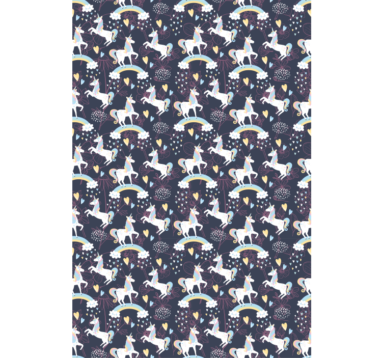 儿童墙纸适合花卉粉色独角兽 - TenStickers