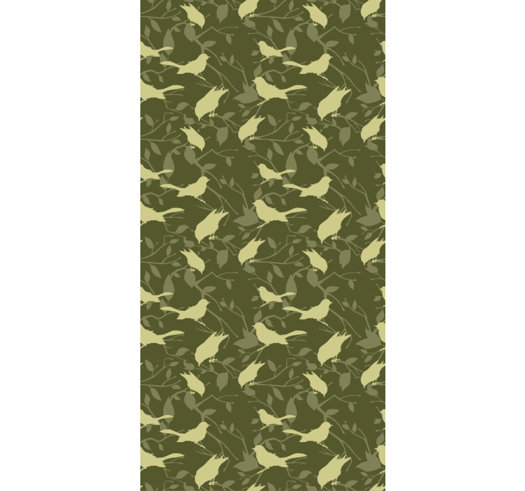 墙纸 经典 绿色鸟类维多利亚风格图案 - TenStickers