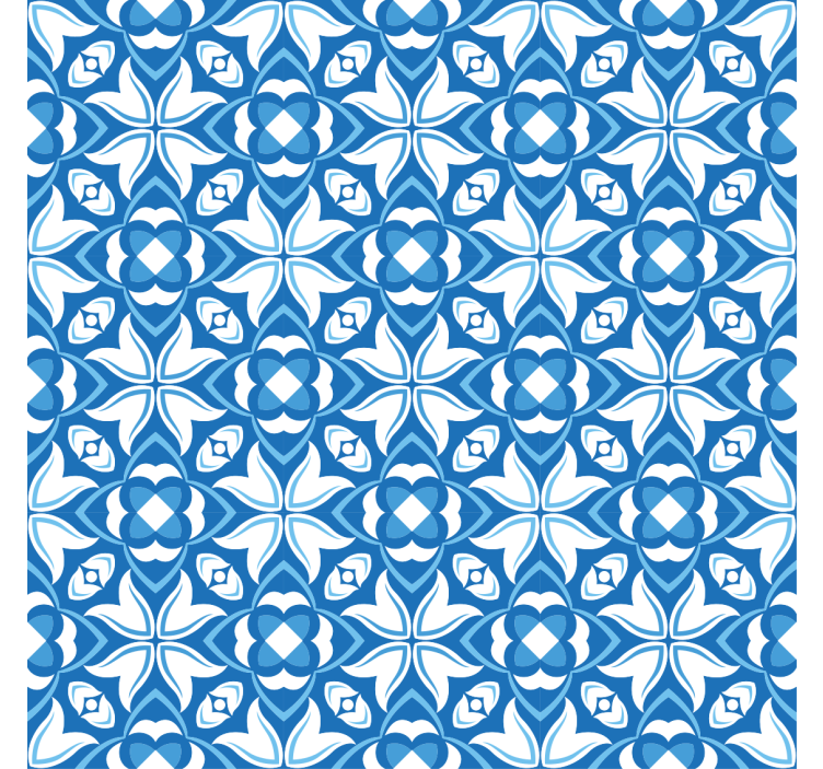 古典复古墙纸现代蓝色花瓶汉普顿风格 - TenStickers