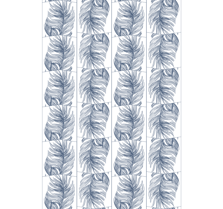 墙纸 现代 汉普顿风格蓝色羽毛 - TenStickers