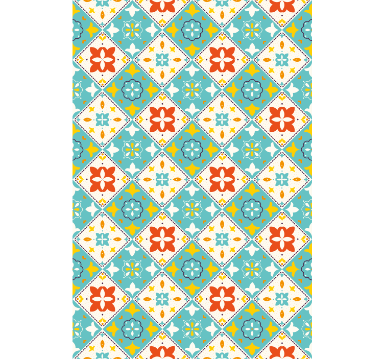 洁净墙纸蓝色与米色瓷砖 - TenStickers