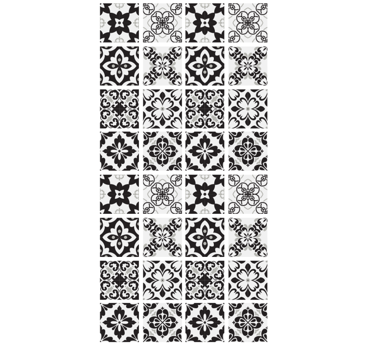 墙纸厨房黑白瓷砖 - TenStickers