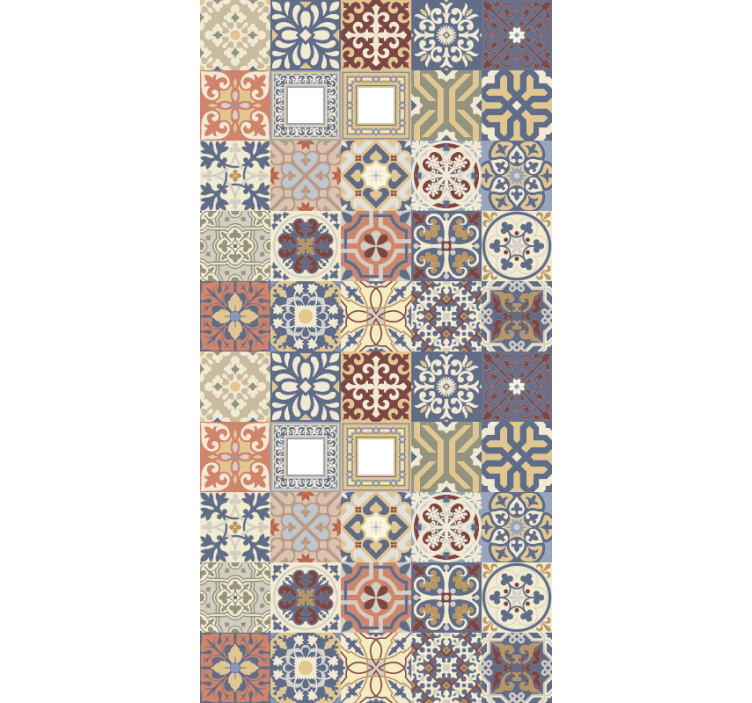 墙纸厨房多彩水泥砖纹理 - TenStickers