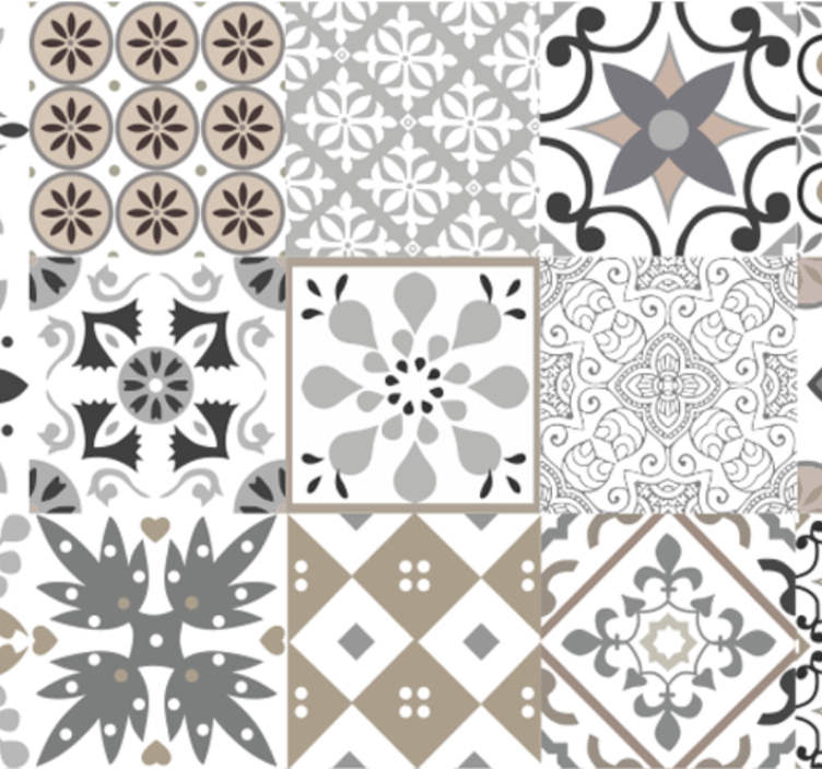 墙纸厨房灰色马赛克 - TenStickers