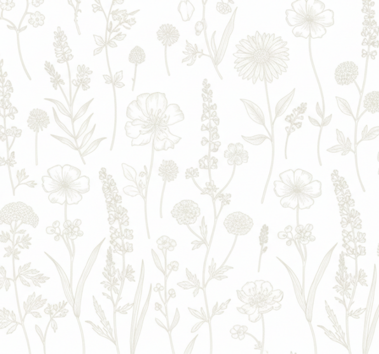 客厅墙纸植物素描之路 - TenStickers