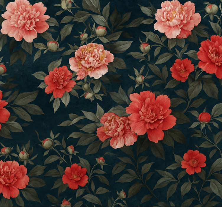 客厅墙纸复古深色植物图案 - TenStickers