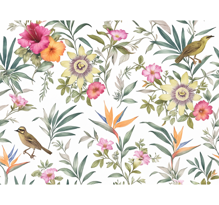 墙纸 主卧 蓝色花卉设计 - TenStickers