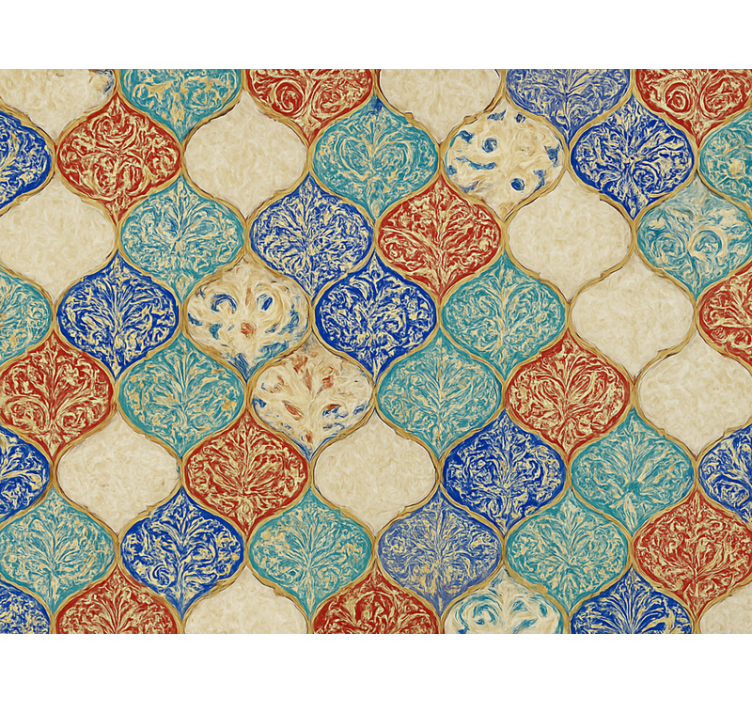 客厅墙纸展现多彩摩洛哥图案 - TenStickers