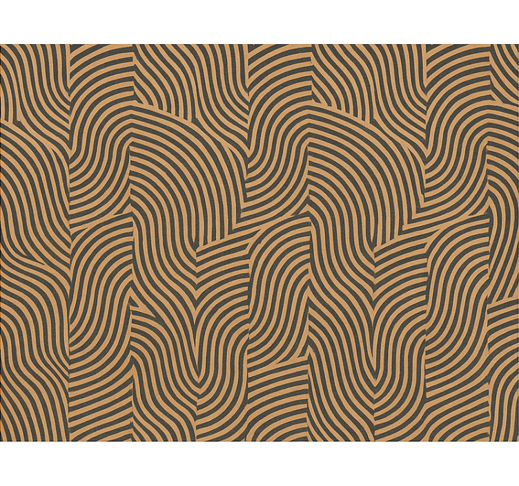 客厅墙纸现代黑橙线条设计 - TenStickers